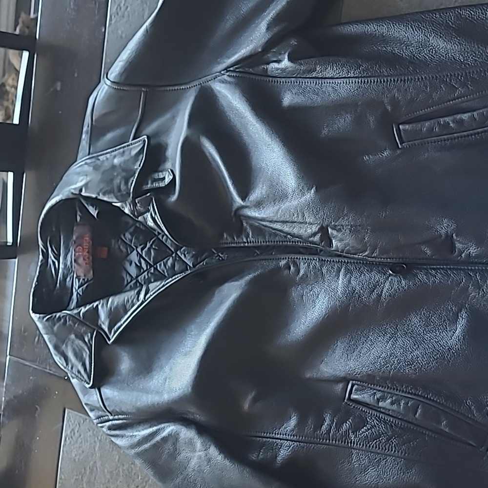 Danier Black Leather Formal Jacket with Removable Inner Lining